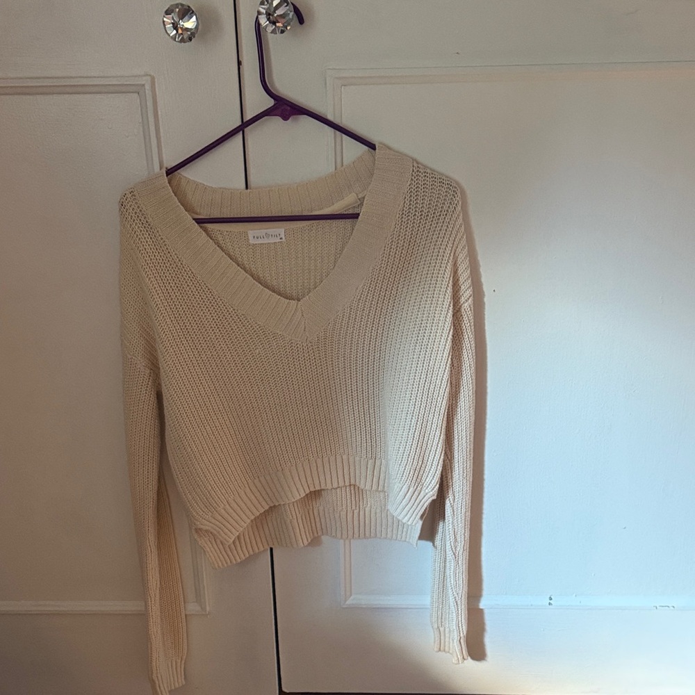 Full Tilt Cream V-Neck Sweater